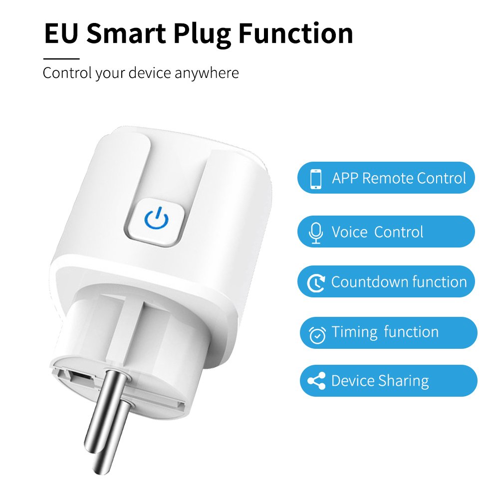 Tuya WIFI Smart Socket 16A EU Plug Supports Tuya Smart Life APP Voice Control Power Monitor Timer Outlet for Google Home Alexa