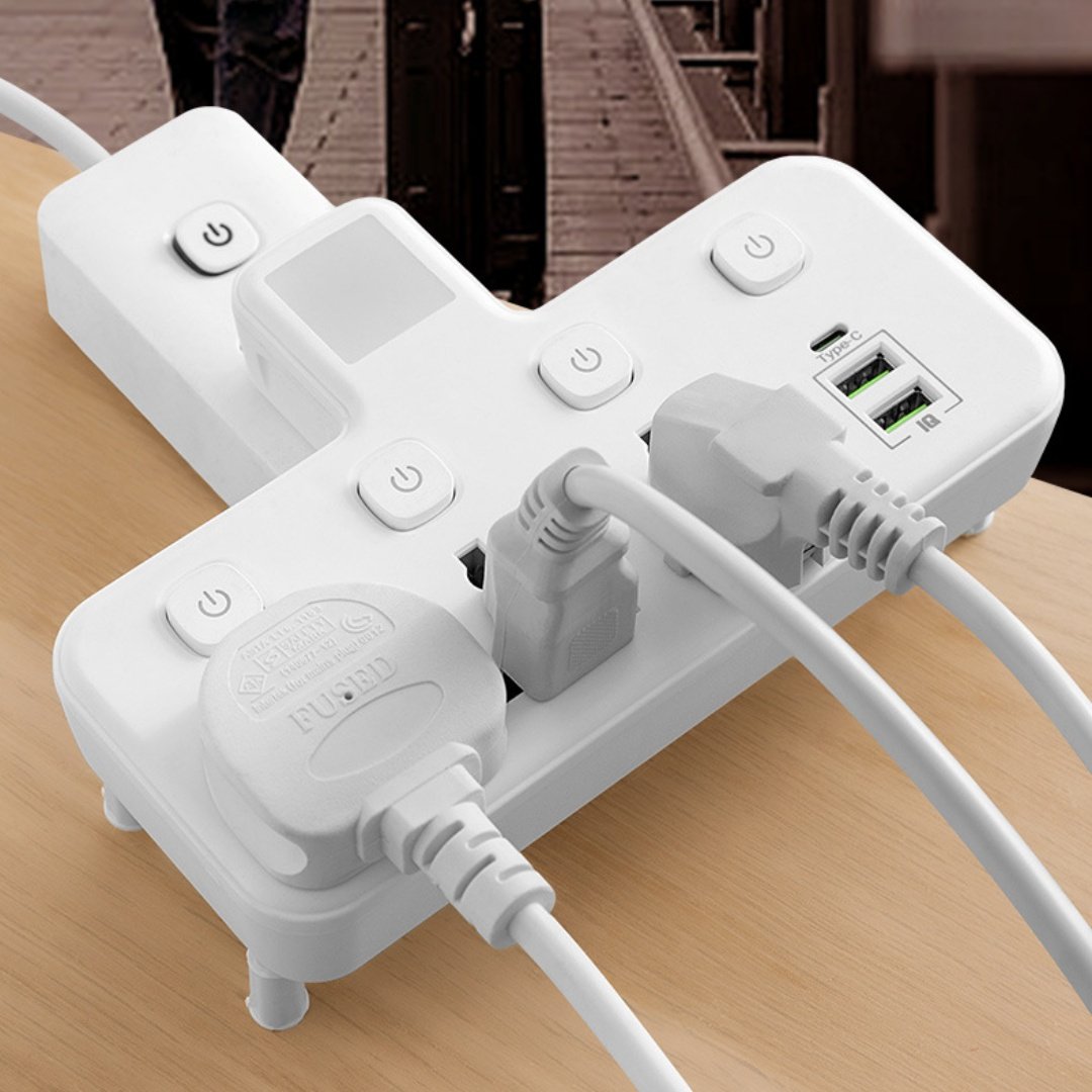 UK/EU/Schuko/USA/Thailand/Australia Standard Travel Adapter Converter Plug Pin Strip Socket with Type-c Charging Plug