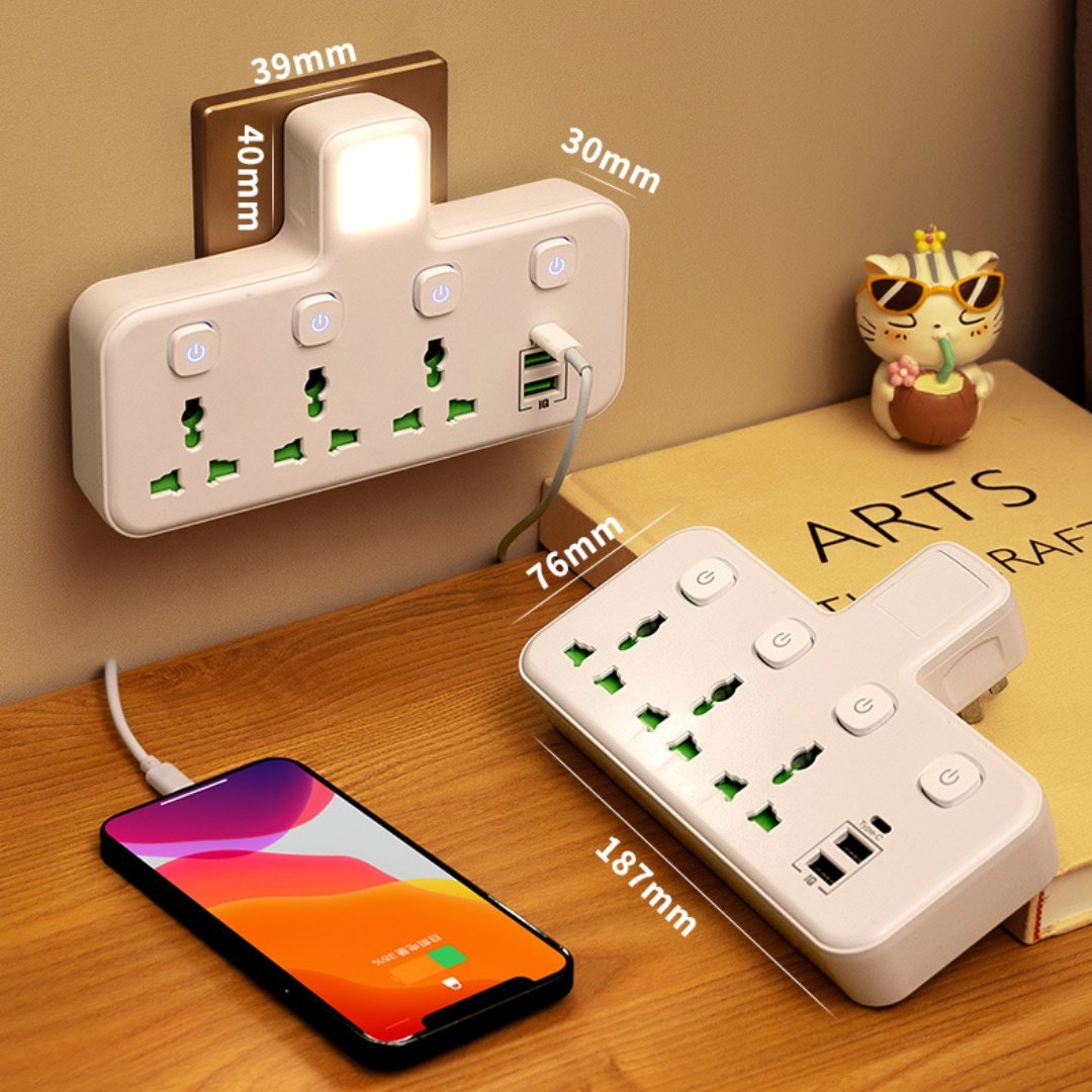 UK/EU/Schuko/USA/Thailand/Australia Standard Travel Adapter Converter Plug Pin Strip Socket with Type-c Charging Plug