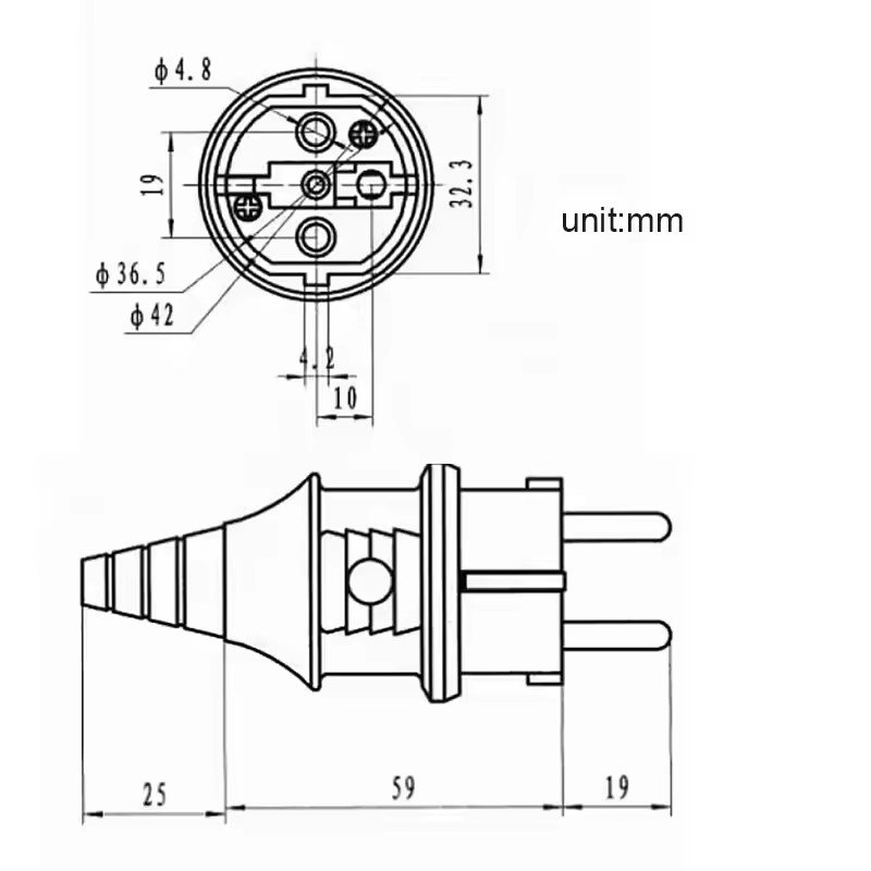 2P+E 2pin Male Industrial Schuko French 16a plug