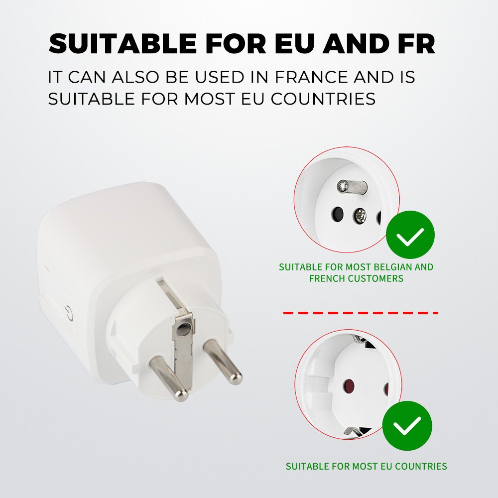 SMATRUL 16A Tuya Power Monitor WiFi Socket Adaptor EU Plug Outlet Smart Home Voice Timer Google Home Alexa Light Wall