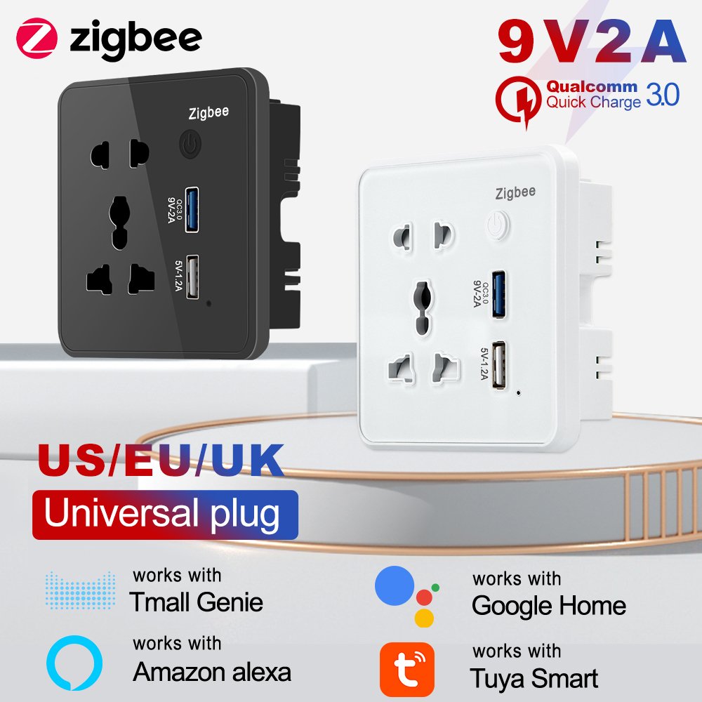 SMATRUL Tempered Glass Quick Fast Charger 3.0 Usb Charging Timing Google Home Alexa Tuya Zigbee Wall Smart Socket US EU UK Plug