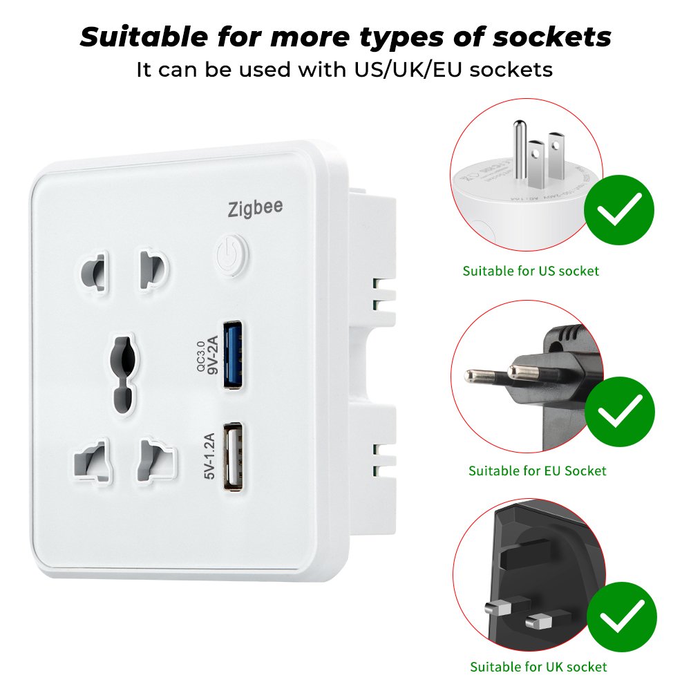 SMATRUL Tempered Glass Quick Fast Charger 3.0 Usb Charging Timing Google Home Alexa Tuya Zigbee Wall Smart Socket US EU UK Plug