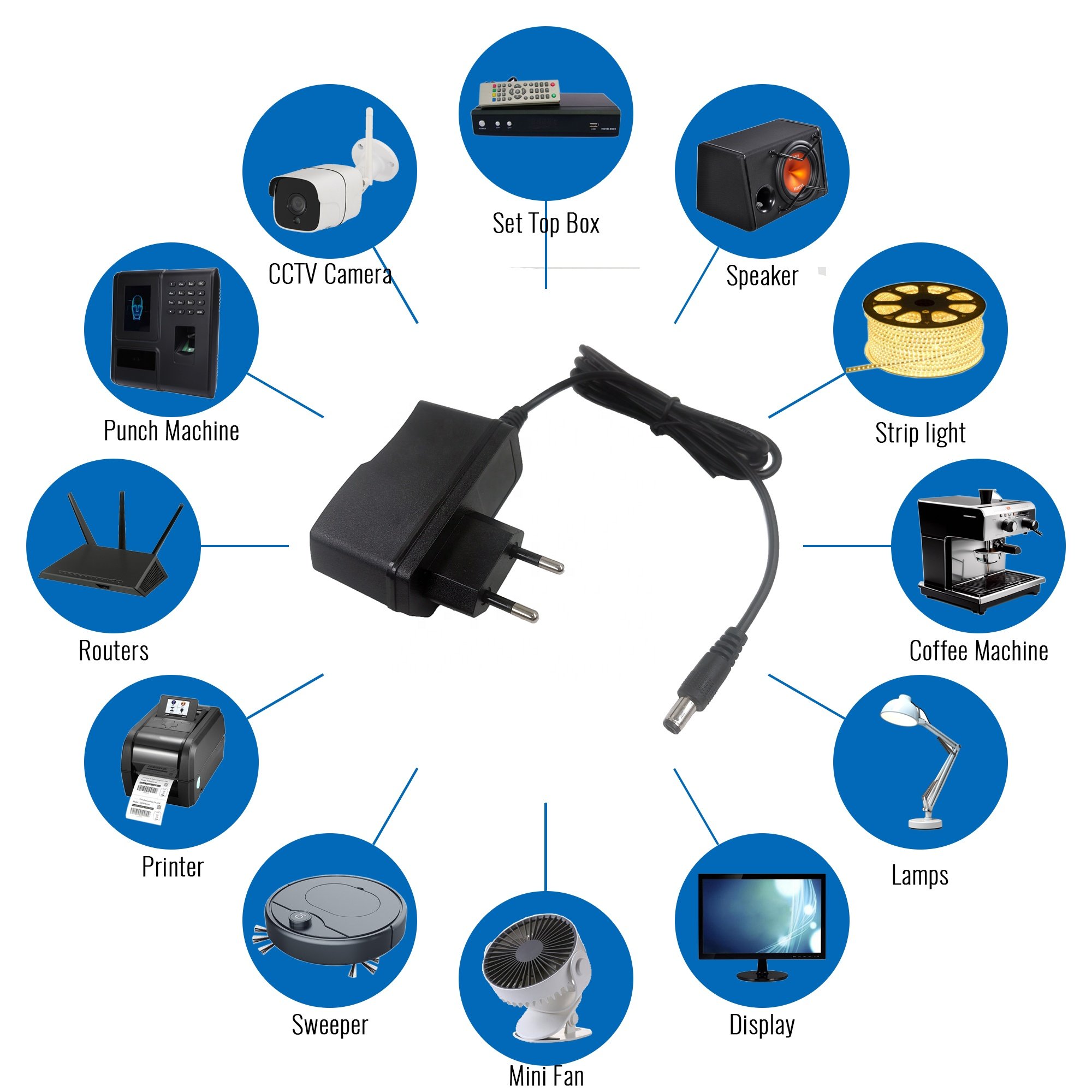 12.6V 1A Power Adapter Black/White Plug-In Connection Product Type Power Adapters