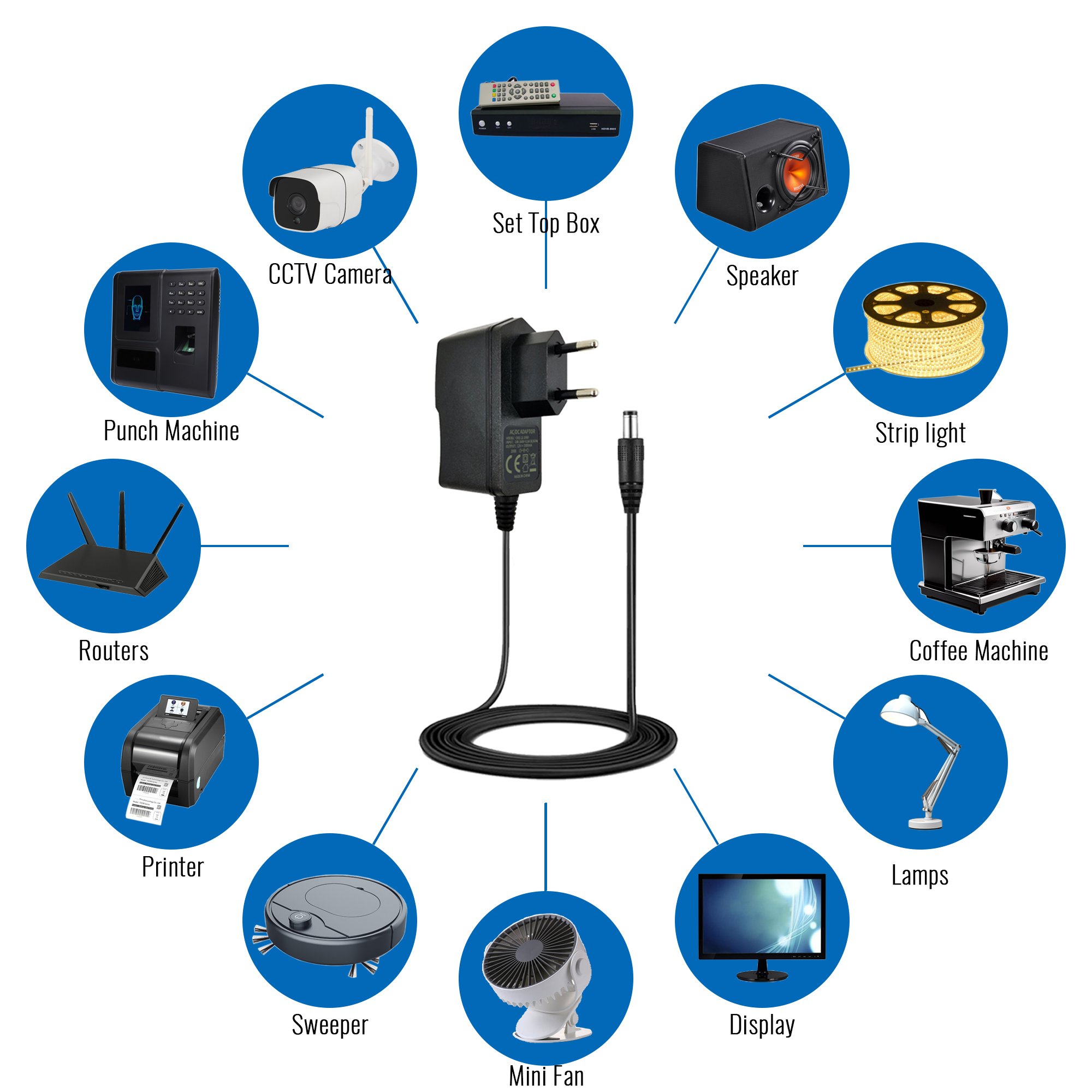12.6V 1A Power Adapter Black/White Plug-In Connection Product Type Power Adapters