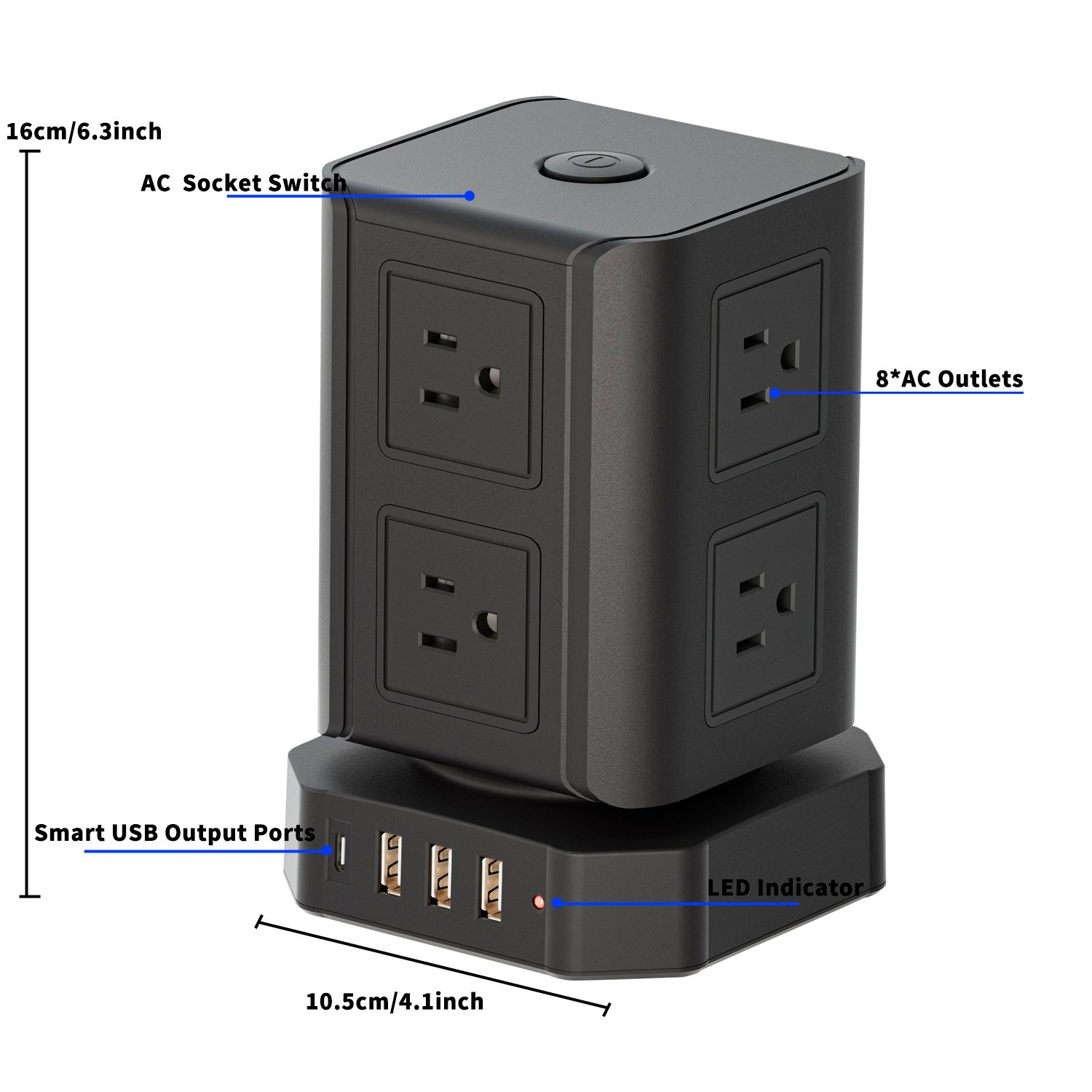 Best Price 8 way+4 USB Ports Extension Ac Outlet Usb Outlet Plug Extender With 4 Usb Ports