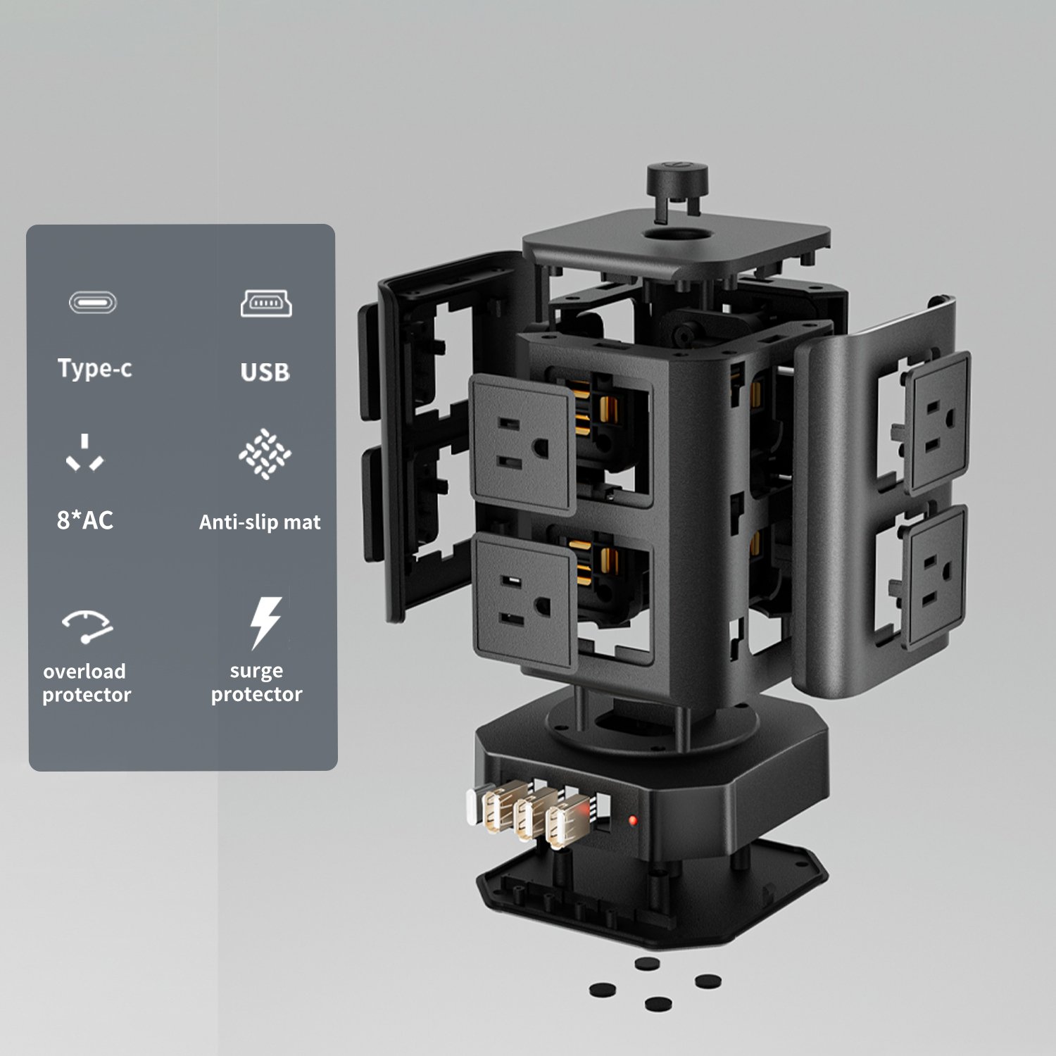 Best Price 8 way+4 USB Ports Extension Ac Outlet Usb Outlet Plug Extender With 4 Usb Ports