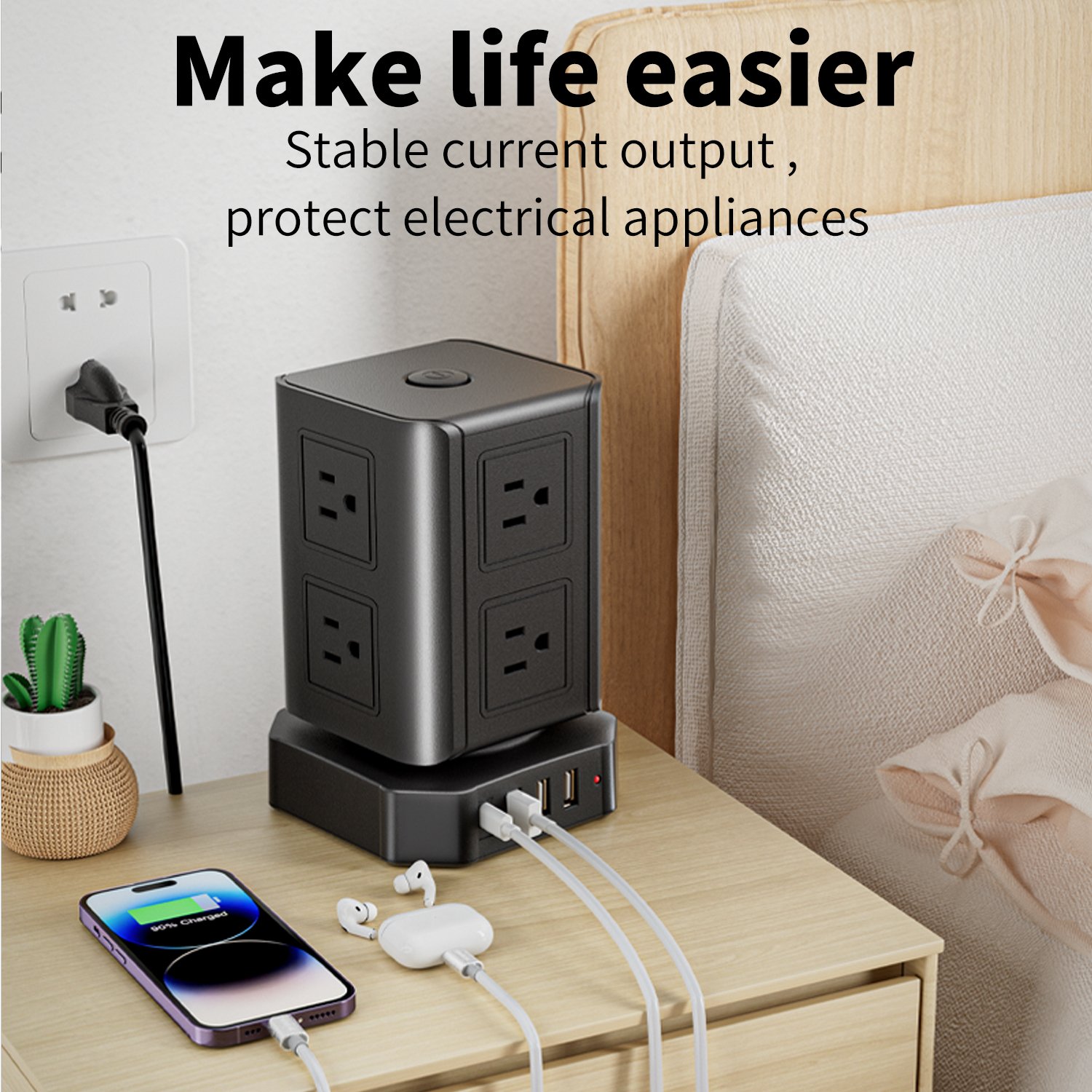 Best Price 8 way+4 USB Ports Extension Ac Outlet Usb Outlet Plug Extender With 4 Usb Ports