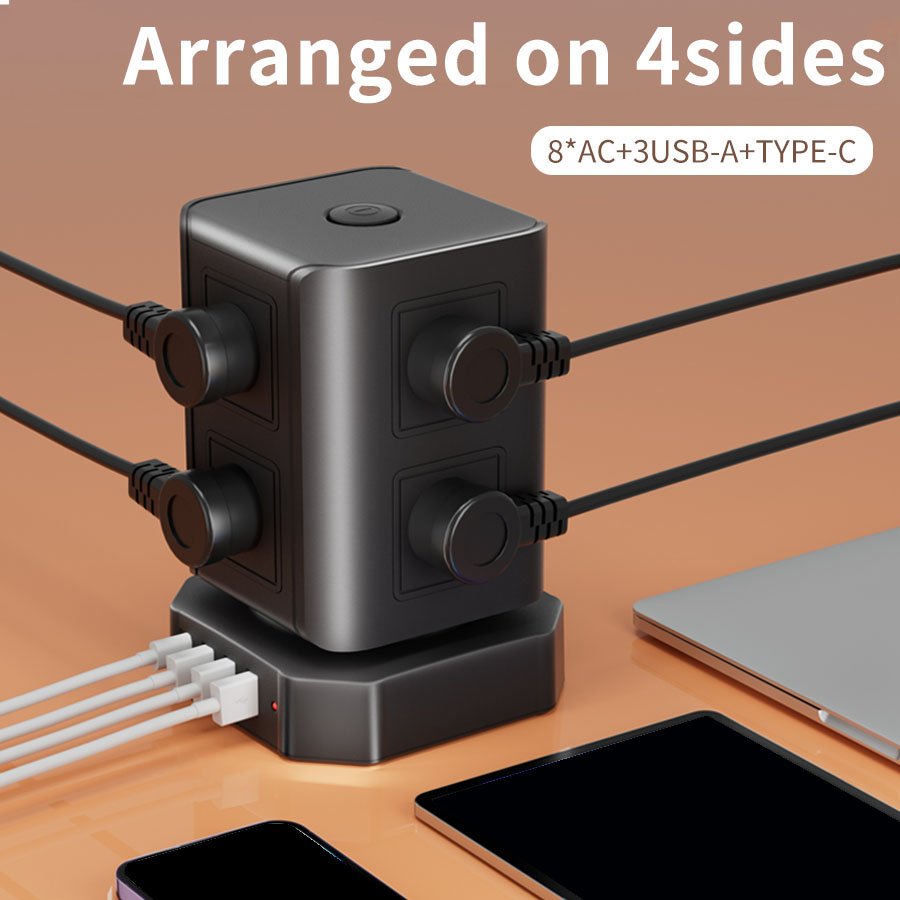 Best Price 8 way+4 USB Ports Extension Ac Outlet Usb Outlet Plug Extender With 4 Usb Ports