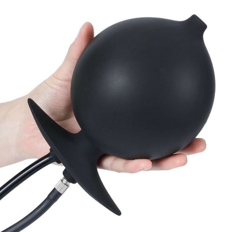 Silicone Inflatable Anal Plug Enema with Water Bottle Adapter
