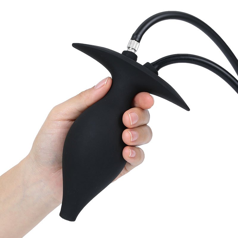 Silicone Inflatable Anal Plug Enema with Water Bottle Adapter