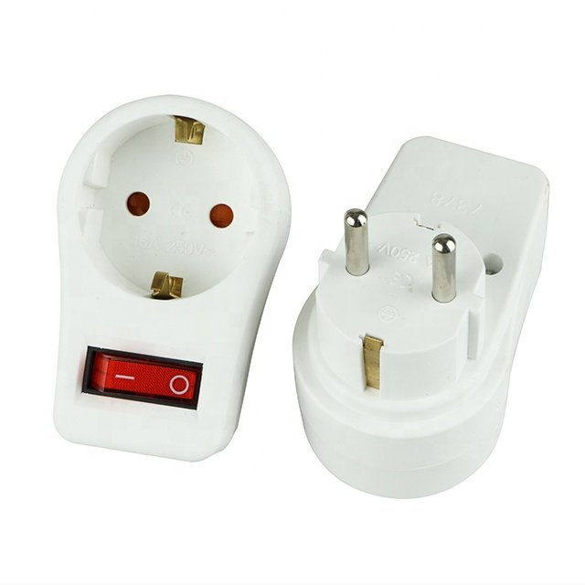 Top quality 16A 250V SCHUKO PC plug and socket converter with the switch
