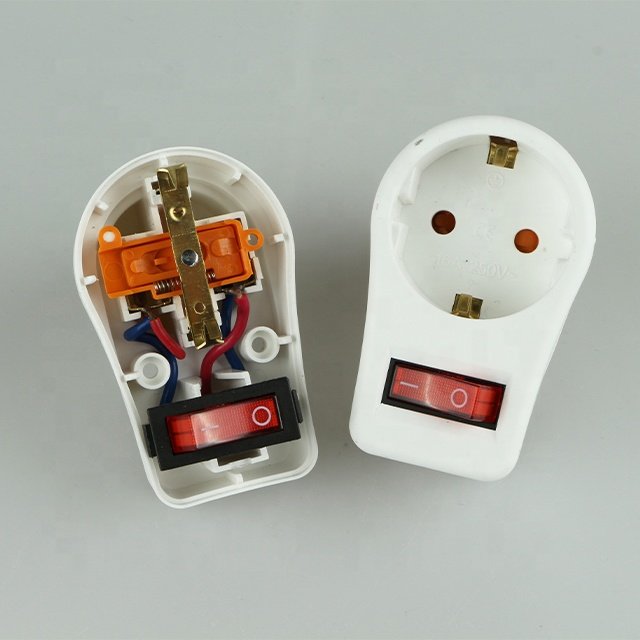 Top quality 16A 250V SCHUKO PC plug and socket converter with the switch