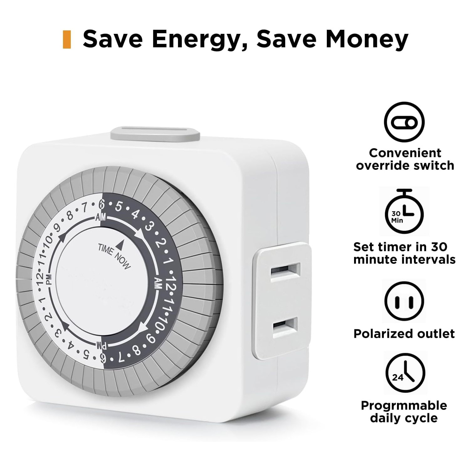 Mechanical Timer Outlet/Timer Socket 24 Hour Indoor Plug-in Timer
