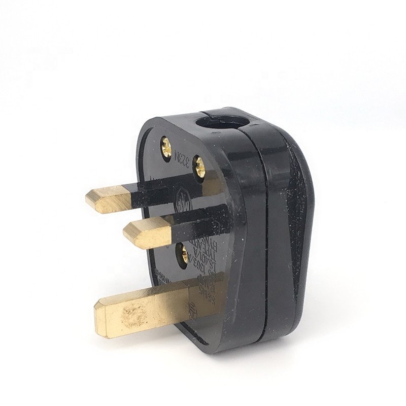 wholesale BS UK type G wiring electrical plug 3 pins with 13A fused black power industrial plug top