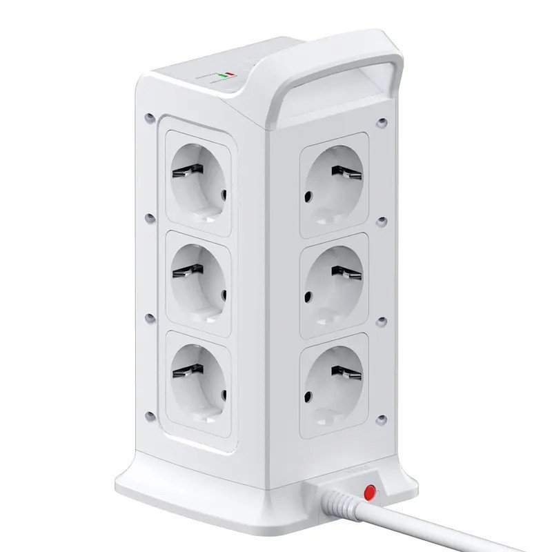 Power Strip with 2 m Cable,Tabletop USB Fast Charging Socket with Overload Protection Electrical Extension European Multi Plug