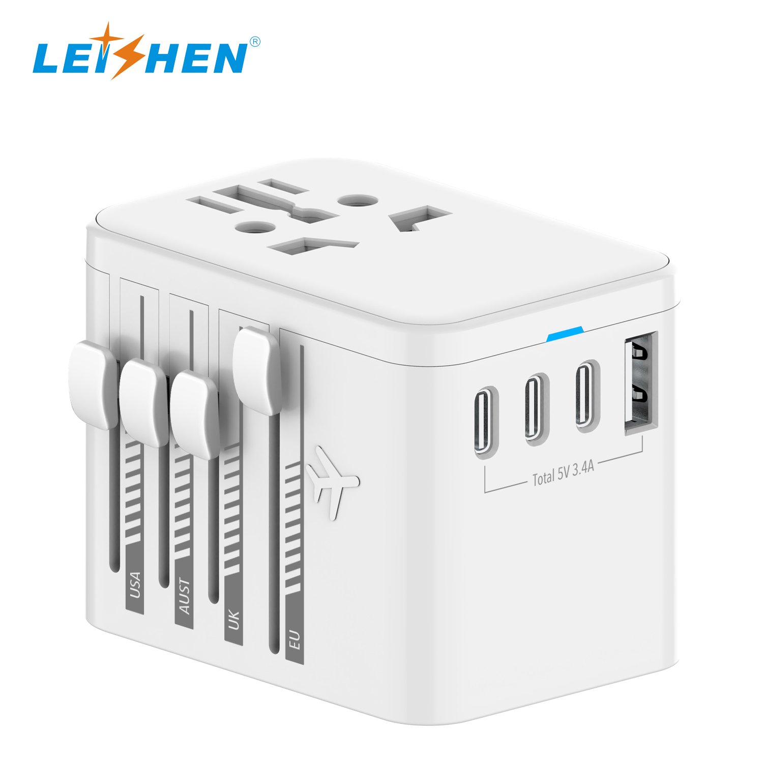 Newest Design International Electrical USB Charger Travel Adaptor Plug Socket Universal Travel Adapter with Type-C 3.4A Output