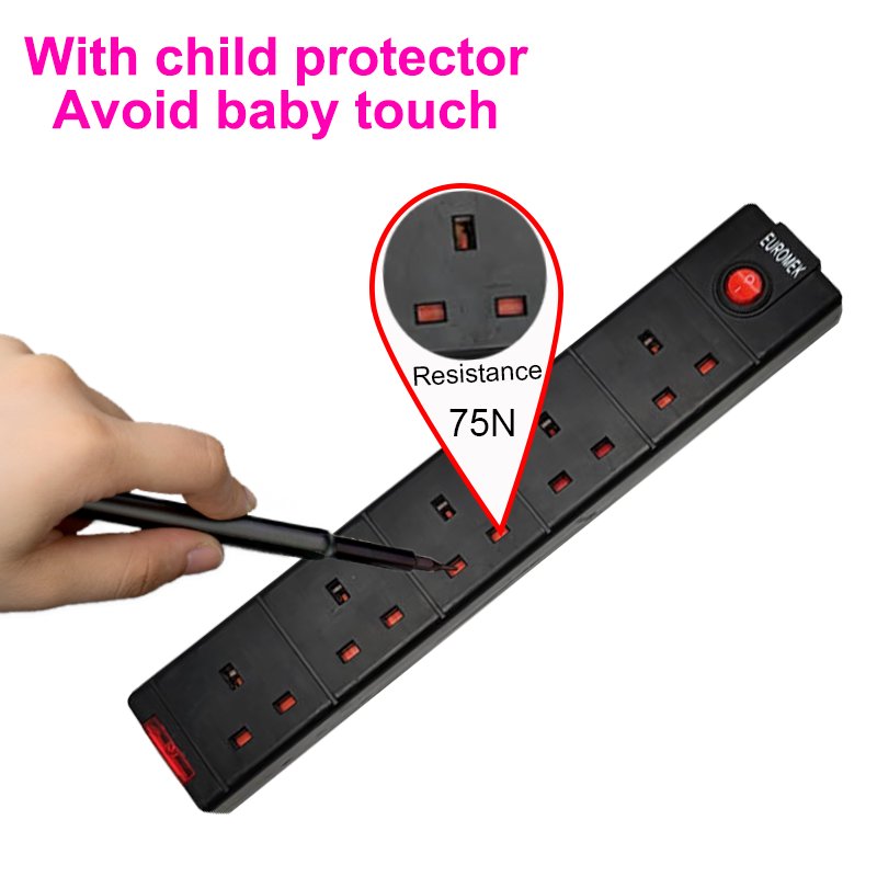 Black/white 4 way outlet uk standard/electric plug /smart power strip/switches and socket with Child safety shutter