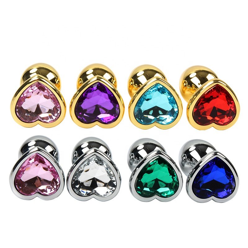 Anal Plug Heart 3 Sizes Stainless Steel Crystal Anal Plug Removable Butt Plug Stimulator Anal Sex Toys Prostate Massager Dildo