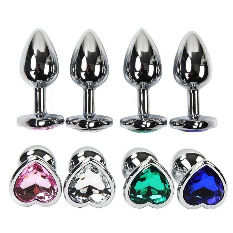 Anal Plug Heart 3 Sizes Stainless Steel Crystal Anal Plug Removable Butt Plug Stimulator Anal Sex Toys Prostate Massager Dildo