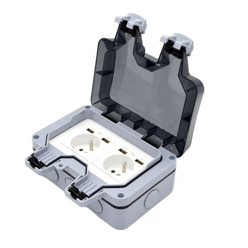 High Quality Flame Retardant ABS Electric Switch Wall Socket Factory Wholesale UK IP66 Outdoor Waterproof Rain-Proof Plug France