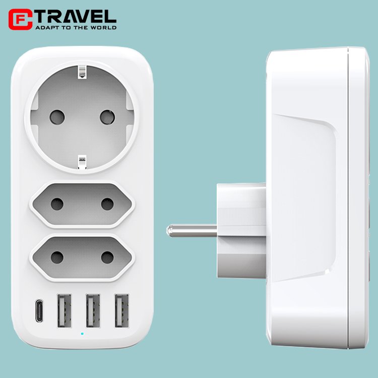 OEM/ All In One Worldwide Ac Power Wall Charger Plug With 3-U 1- C Ports and 100V-250V 4000W 16A EU standard