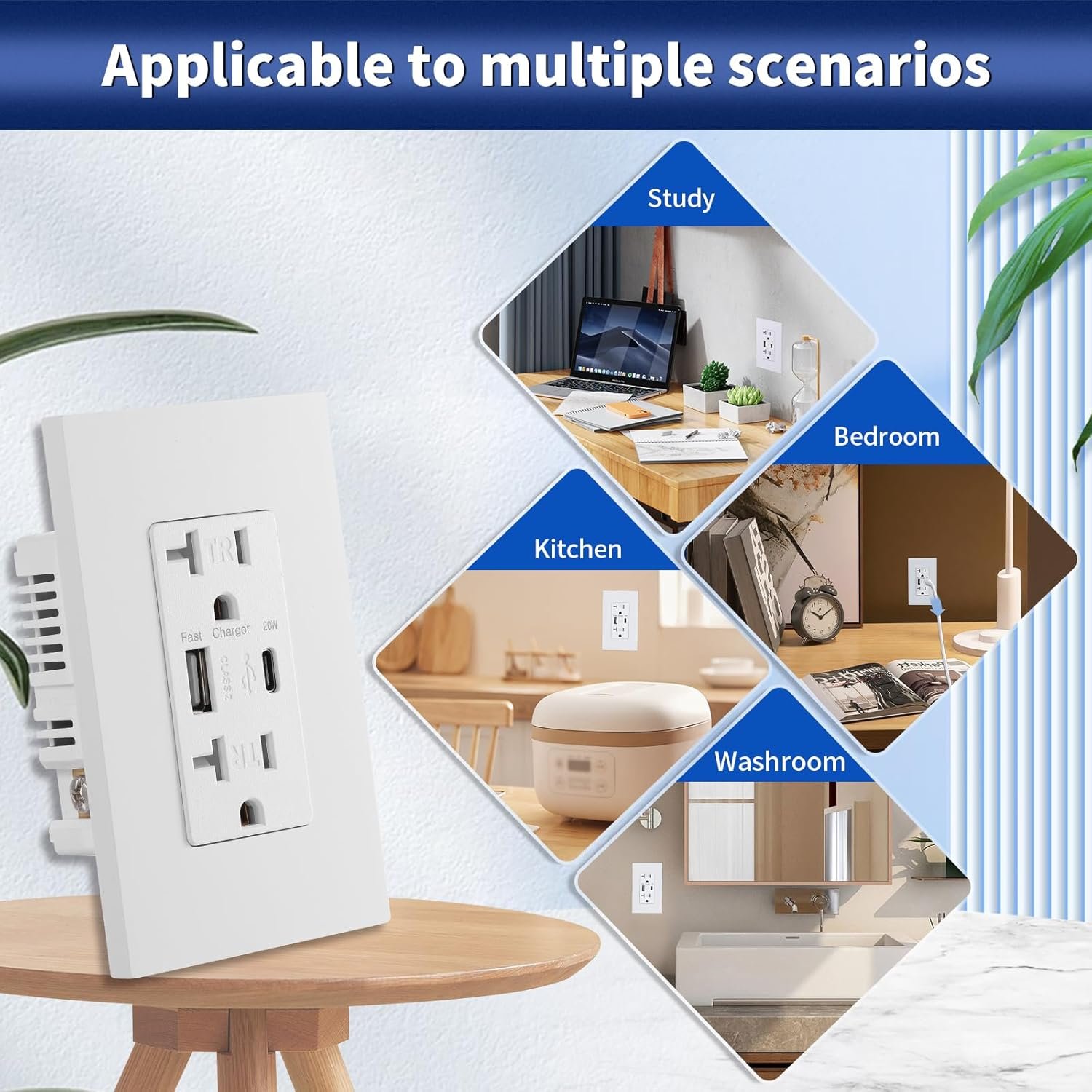 4.2A type A+C USB outlet Socket Wall Plug Receptacle electric outlet power sockets usb c tuya Usb wall outlet