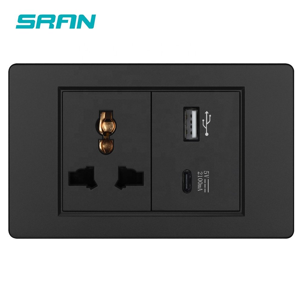 Philippines Standard White Wall Socket Pc Plug Outlet with USB and Type-C Charge Ports