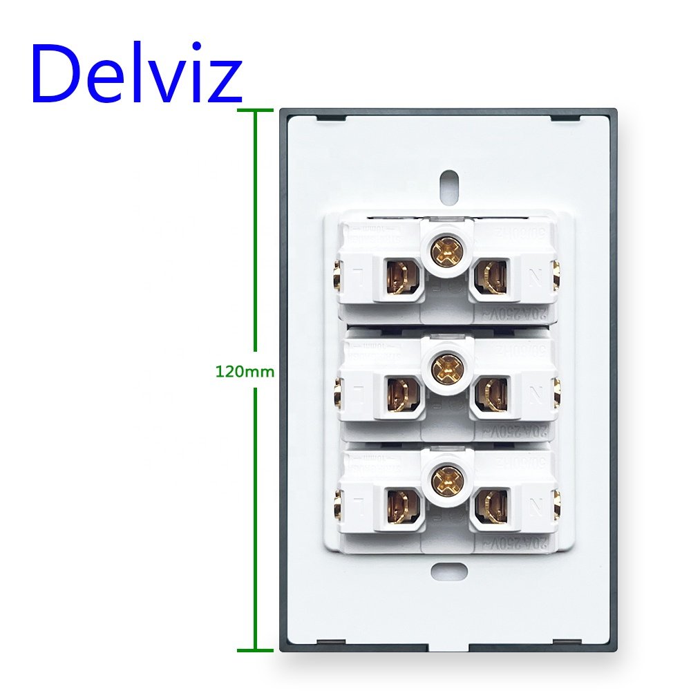 Delviz Italian White Tempered Crystal glass Panel,120mm*72mm,AC 110V~250V, Italy plugs 16A Power Outlet, IT standard Wall Socket