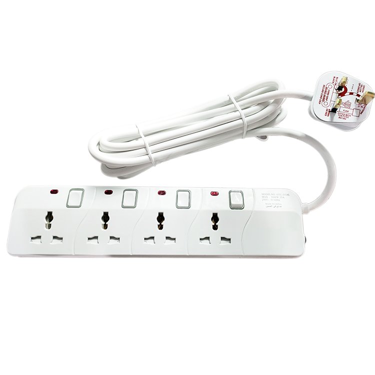 13amp 3 4 5 Pin AC Electrical Switch Universal Uk BS Power Extension Cables Cord Multi Plug Sockets Outlet Board Connectors