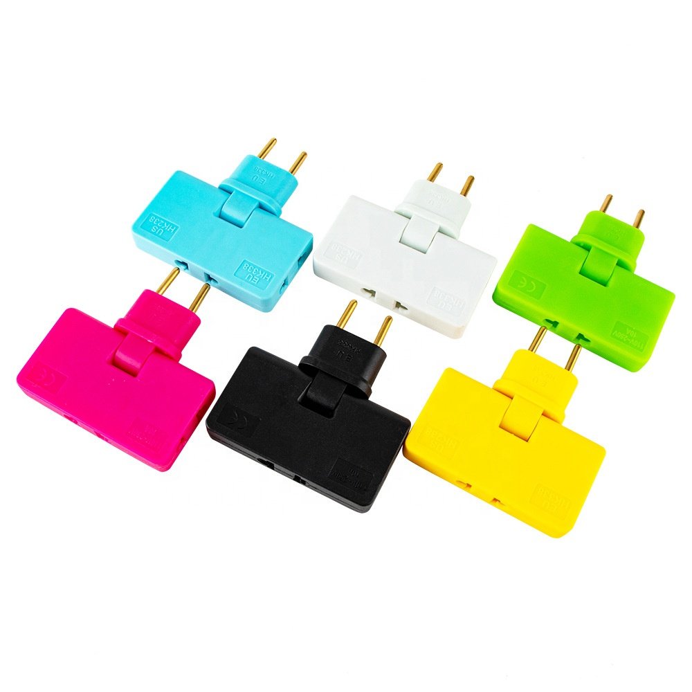 Wall Socket EU Wall Outlet Extender 3 Way Flat Mini Indoor Plug Folding Outlet Splitter 3In 1 Rotatable Socket Converter