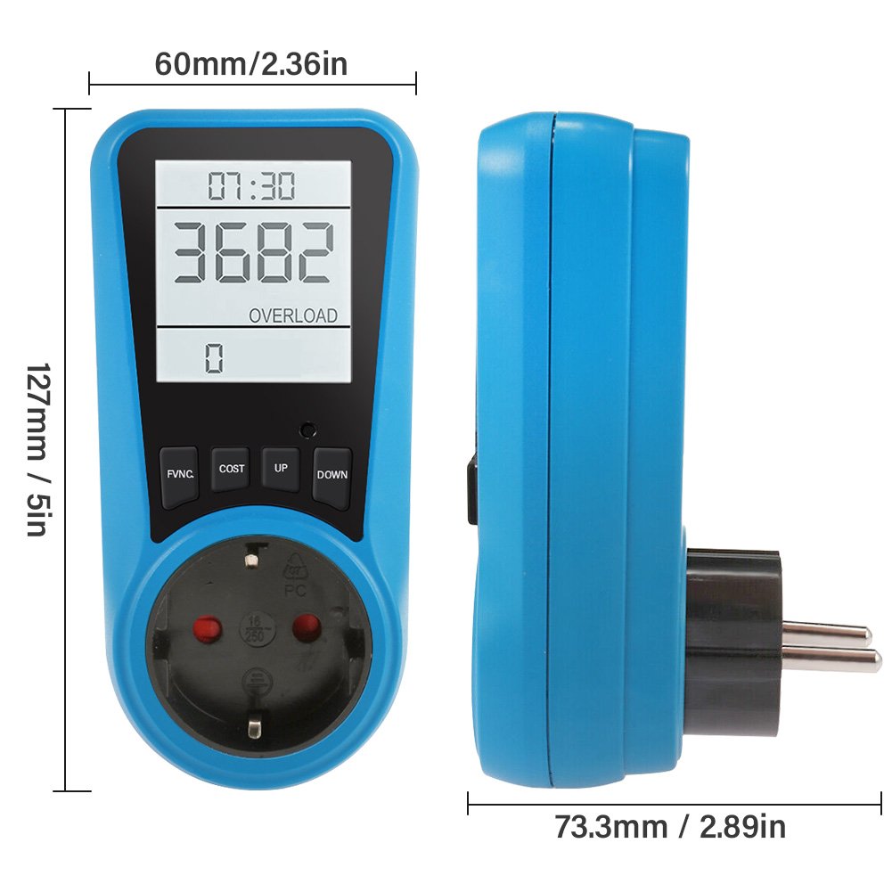 Multifunctional Household Appliance Monitoring and Charging Device Backlight Power Metering and Billing Socket EU Plug Socket