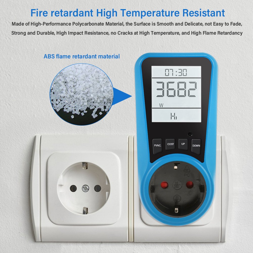 Multifunctional Household Appliance Monitoring and Charging Device Backlight Power Metering and Billing Socket EU Plug Socket