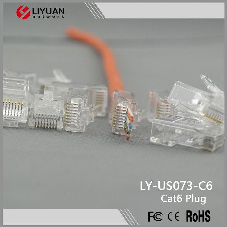 LY-US073-C6 RJ45 Cat6 8P8C Feed Through Connector cat6 shielded rj45 utp plug