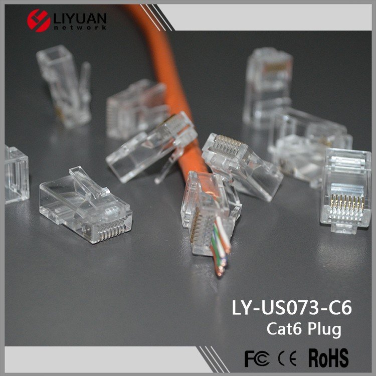 LY-US073-C6 RJ45 Cat6 8P8C Feed Through Connector cat6 shielded rj45 utp plug