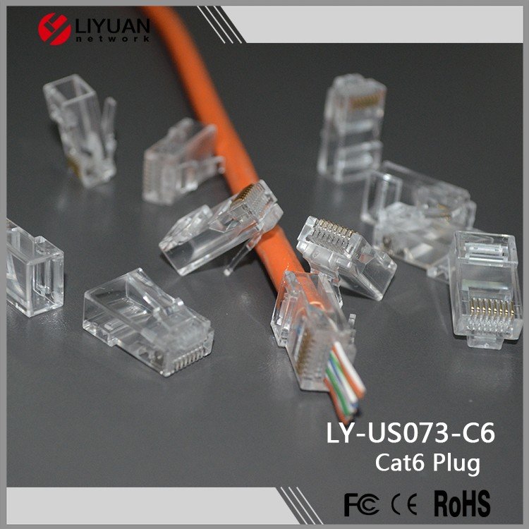 LY-US073-C6 RJ45 Cat6 8P8C Feed Through Connector cat6 shielded rj45 utp plug