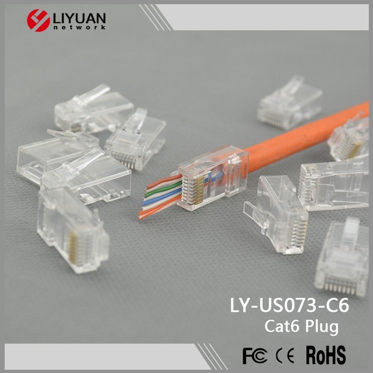 LY-US073-C6 RJ45 Cat6 8P8C Feed Through Connector cat6 shielded rj45 utp plug