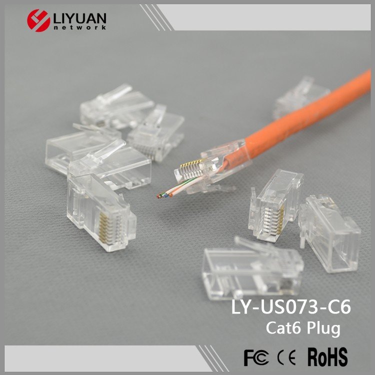 LY-US073-C6 RJ45 Cat6 8P8C Feed Through Connector cat6 shielded rj45 utp plug