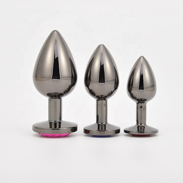 Black metal anal plug smooth jewelry erotic bullet vibrator metal buttock private ball plug