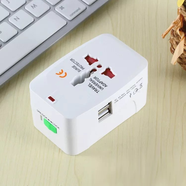 Travel Plug Adapter 2 USB Ports 10A Surge Protector Wall Charger CN 10A 250V Universal