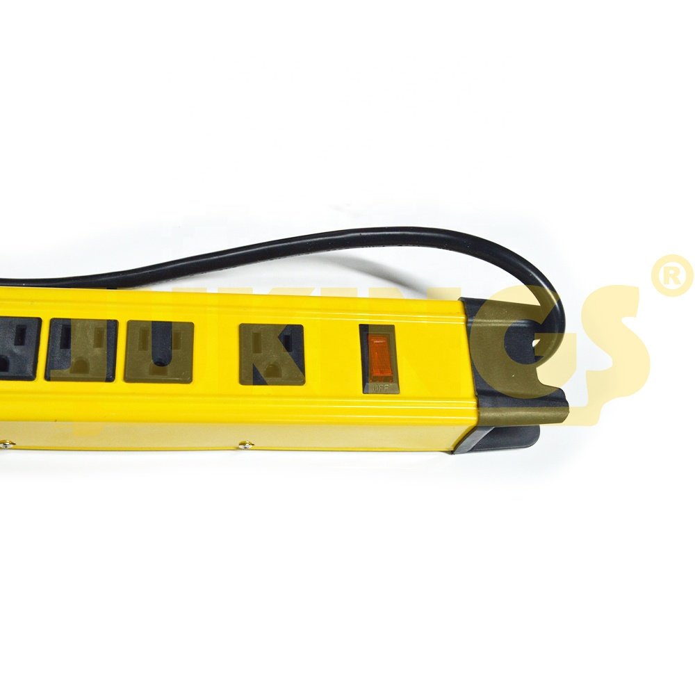 6-Outlet Surge Protector Power Strip with 8-Foot Power Cord 300 Joules Yellow 125V 15A Extension Socket Copper Wire Plug Type