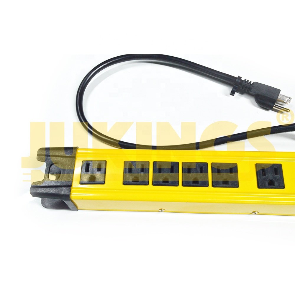6-Outlet Surge Protector Power Strip with 8-Foot Power Cord 300 Joules Yellow 125V 15A Extension Socket Copper Wire Plug Type
