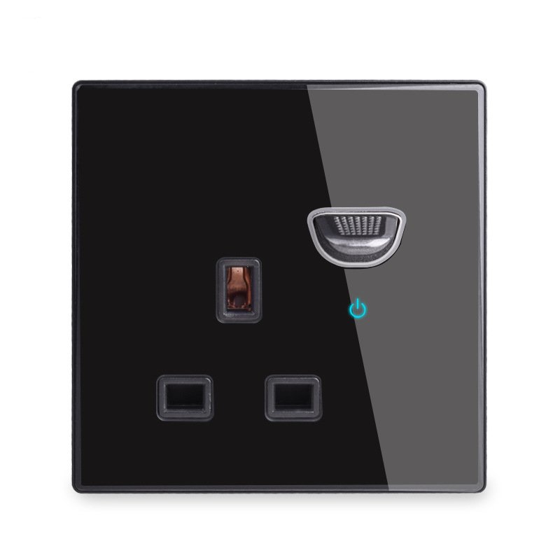 LangYeao 13A UK Power Socket with USB Wall Outlet With LED 4 Colors Glass Socket Wall Plug with Reset Key Switch