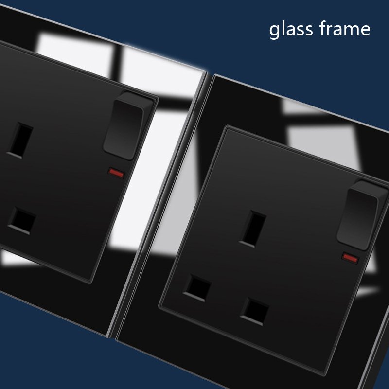 high quality wall UK socket 220V luxury glass type c double wall switch socket wall mounted electric socket uk plug