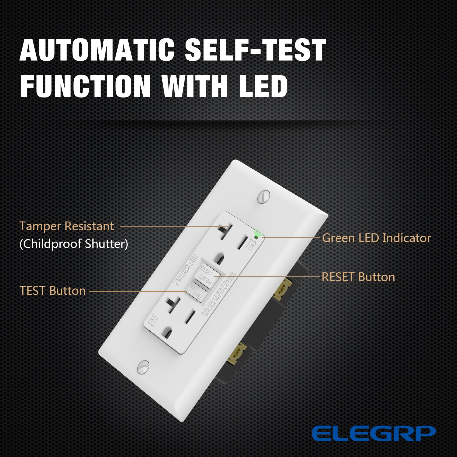 20-Amp TR Outlet Self-Test GFCI plug Wall Switches And Sockets Switch plug
