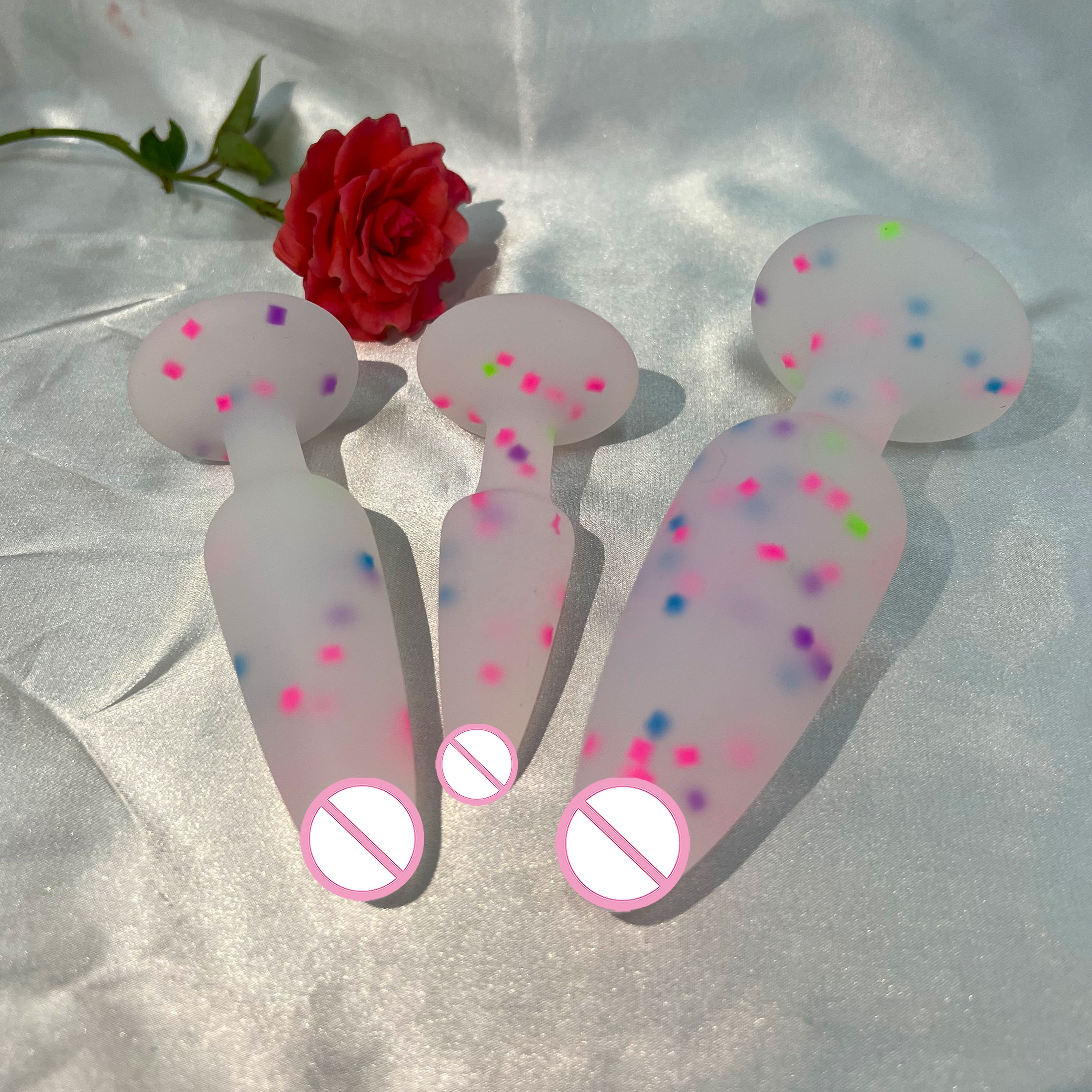 Hot Sale Confetti soft silicone Butt Plug Glow in the dark adult products sex toy Anal Pleasure for men and women