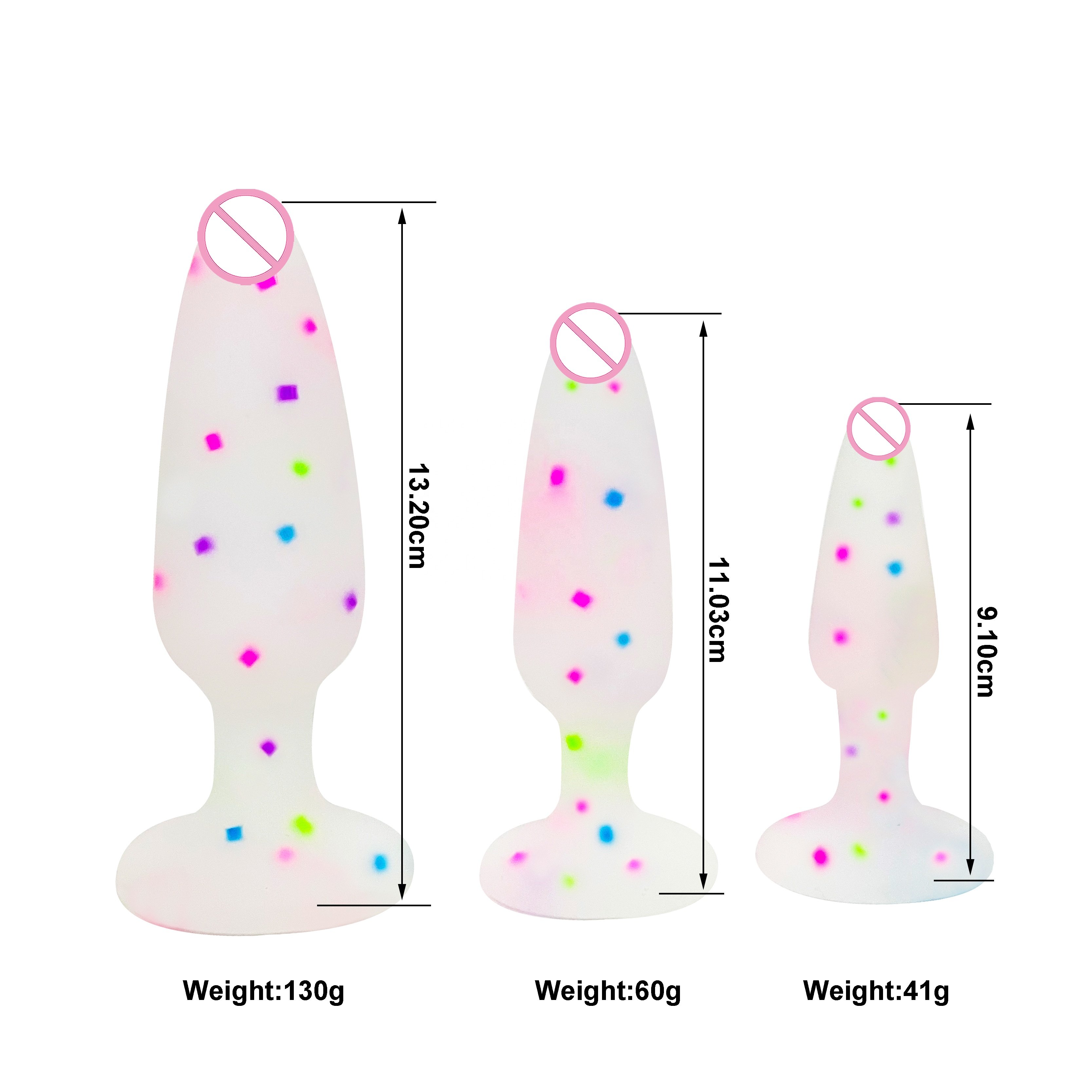 Hot Sale Confetti soft silicone Butt Plug Glow in the dark adult products sex toy Anal Pleasure for men and women