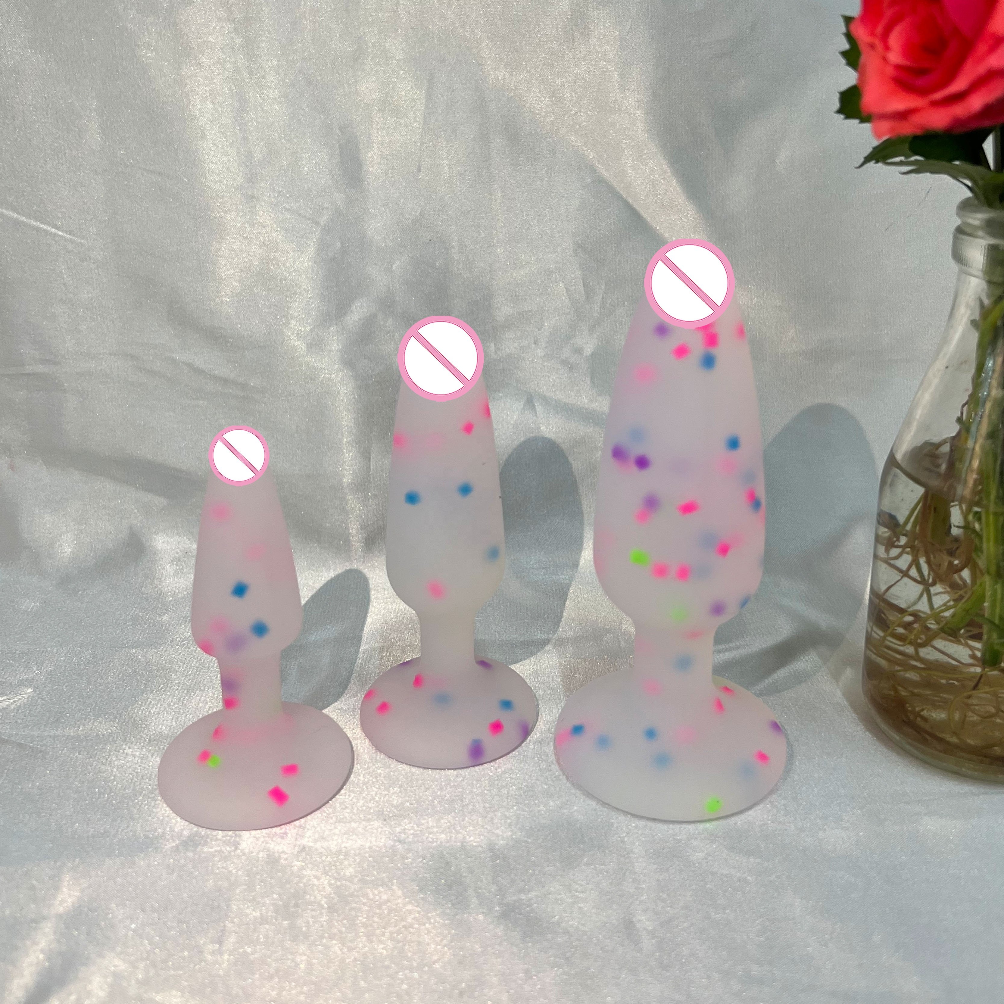 Hot Sale Confetti soft silicone Butt Plug Glow in the dark adult products sex toy Anal Pleasure for men and women