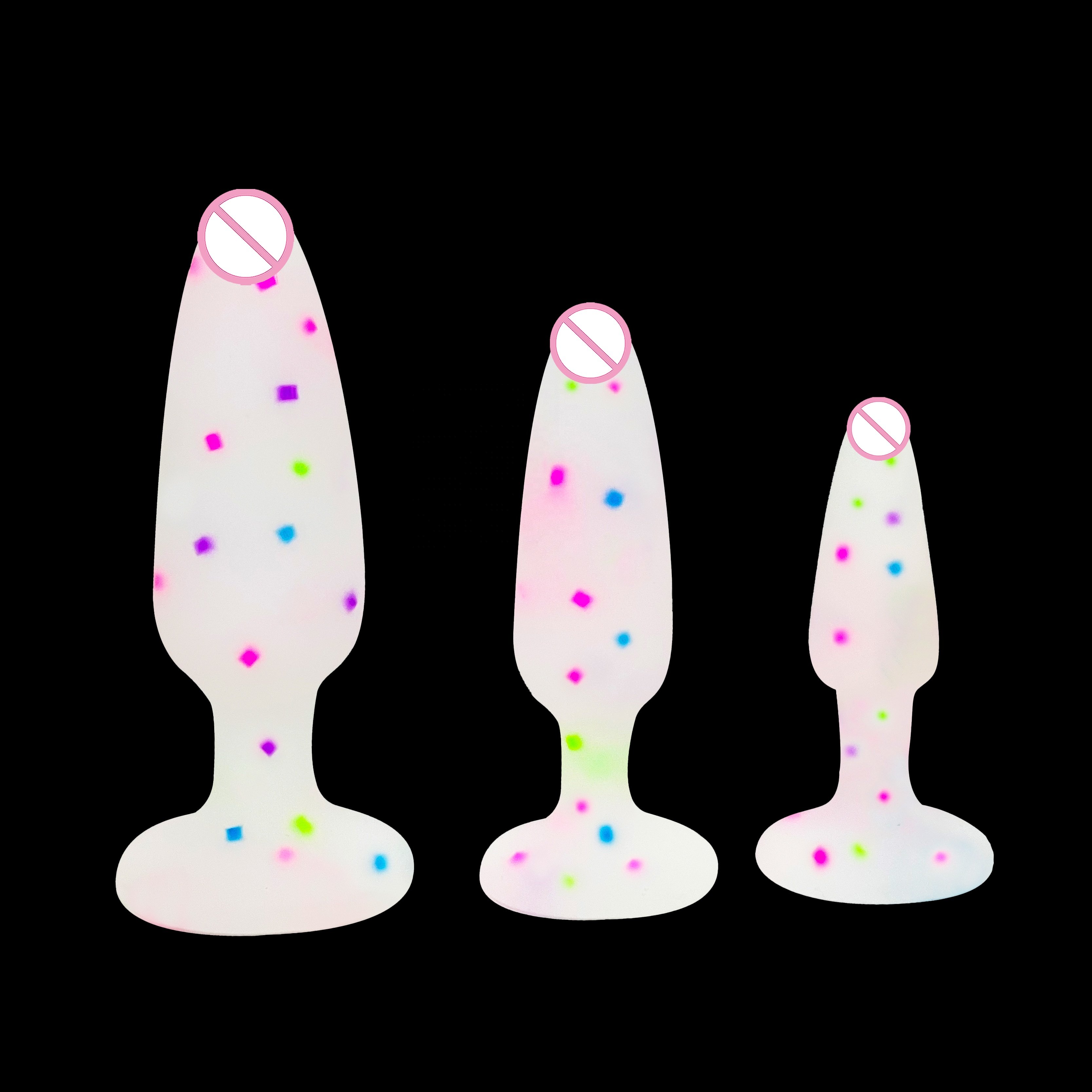 Hot Sale Confetti soft silicone Butt Plug Glow in the dark adult products sex toy Anal Pleasure for men and women