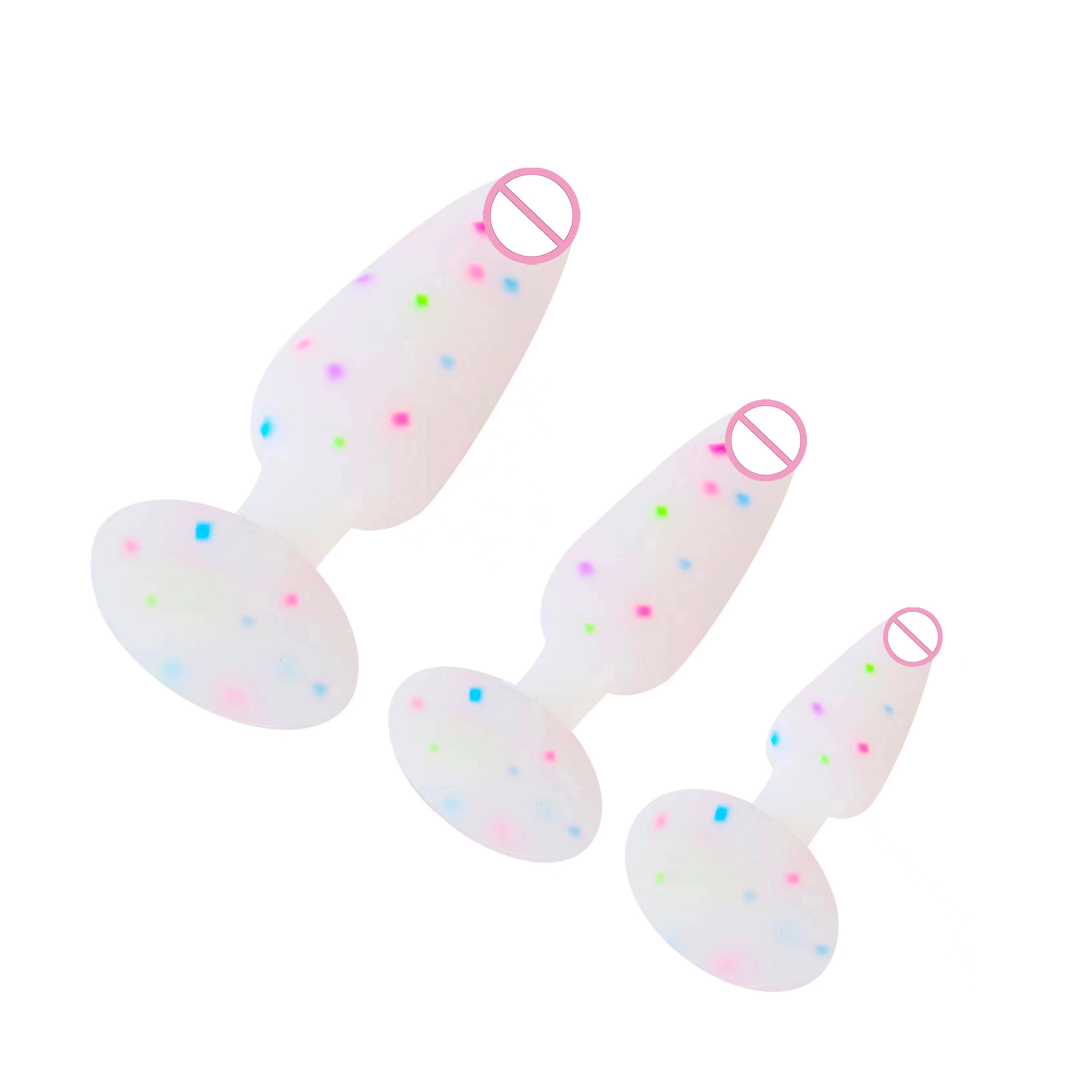 Hot Sale Confetti soft silicone Butt Plug Glow in the dark adult products sex toy Anal Pleasure for men and women